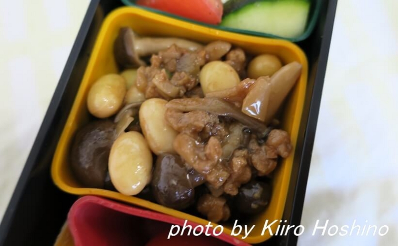 お弁当、2016-7-14、しめじの肉味噌和え お弁当、2016-7-14、しめじの肉味噌和え
