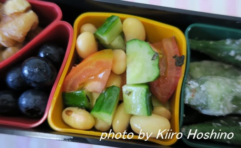 お弁当、2016-8-10、蒸し豆サラダ お弁当、2016-8-10、蒸し豆サラダ