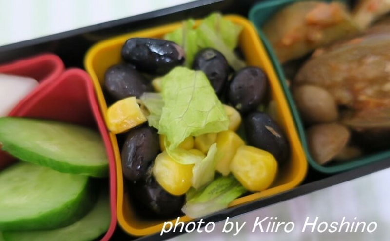 お弁当、2016-8-16、黒豆レタスサラダ お弁当、2016-8-16、黒豆レタスサラダ