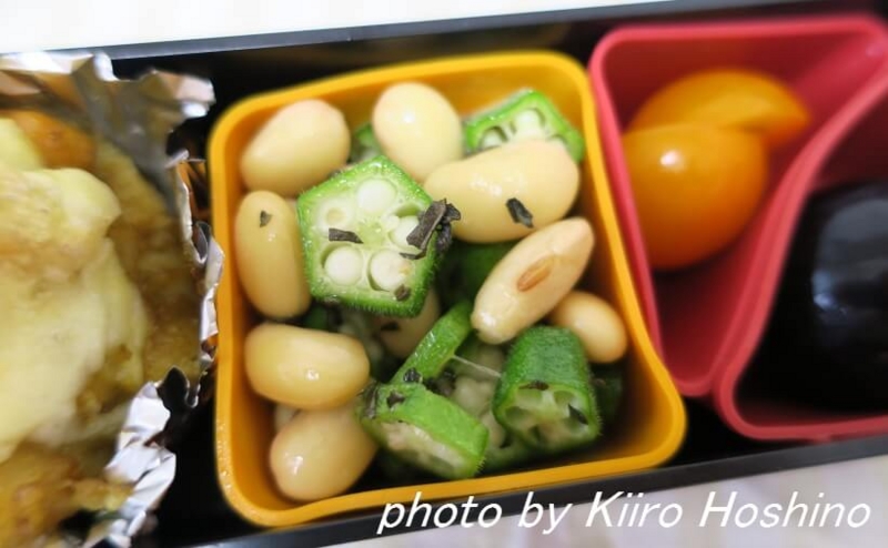 お弁当、2016-8-29、大豆オクラサラダ お弁当、2016-8-29、大豆オクラサラダ