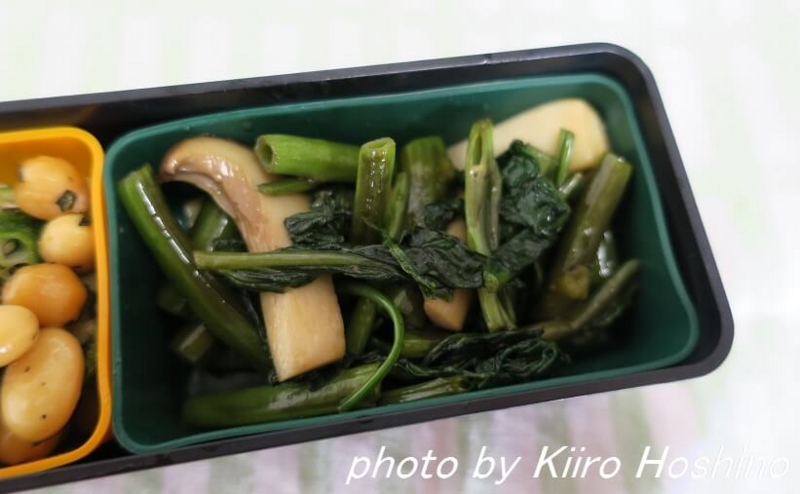 お弁当、2016-9-14、空芯菜の炒め物 お弁当、2016-9-14、空芯菜の炒め物