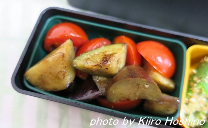 お弁当、2016-9-29、なすとトマトのマリネサラダ お弁当、2016-9-29、なすとトマトのマリネサラダ