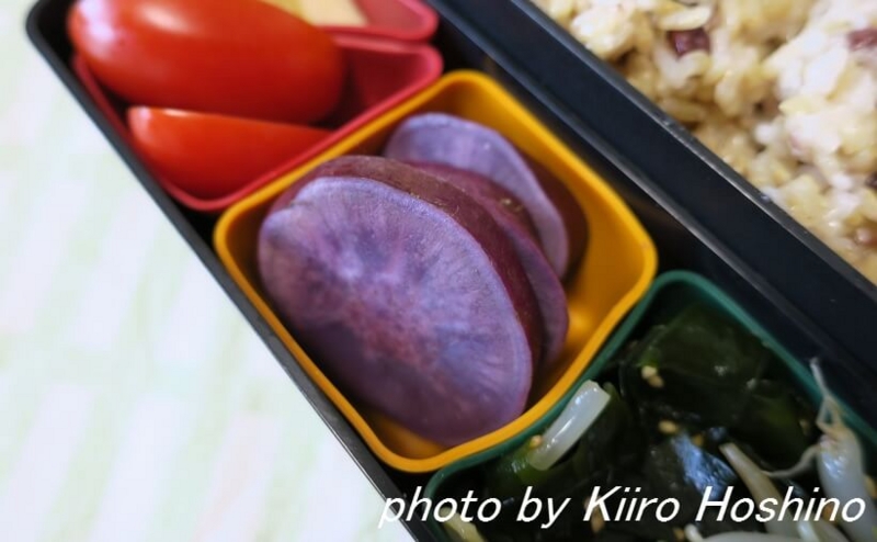 お弁当、2016-10-7、蒸し紫芋 お弁当、2016-10-7、蒸し紫芋