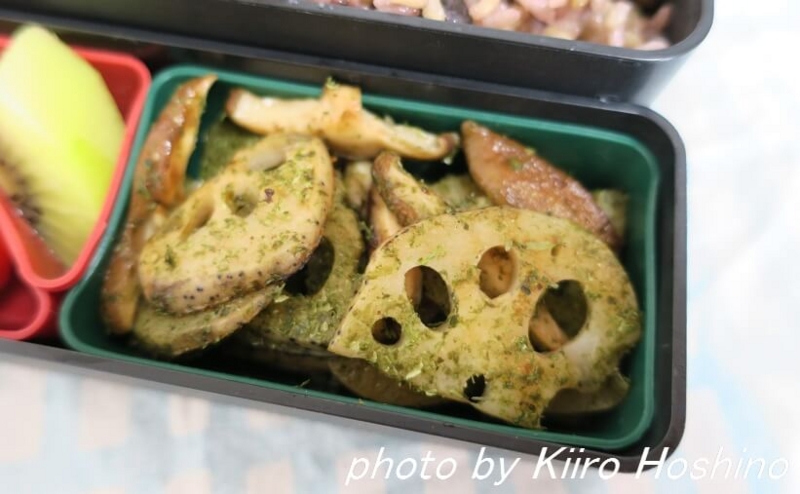 お弁当、2016-10-31、レンコン炒め青のり味 お弁当、2016-10-31、レンコン炒め青のり味
