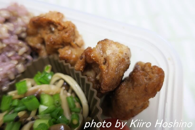 お弁当、2016-11-11、大豆たんぱく唐揚げ お弁当、2016-11-11、大豆たんぱく唐揚げ