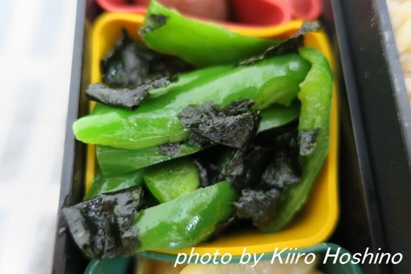 お弁当、2016-12-13、ピーマンの海苔和え